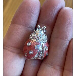 Vintage Liz Claiborne Crystal Enamel Lady Bug Pin Brooch
